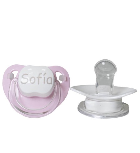 Chupete personalizado con nombre rosa