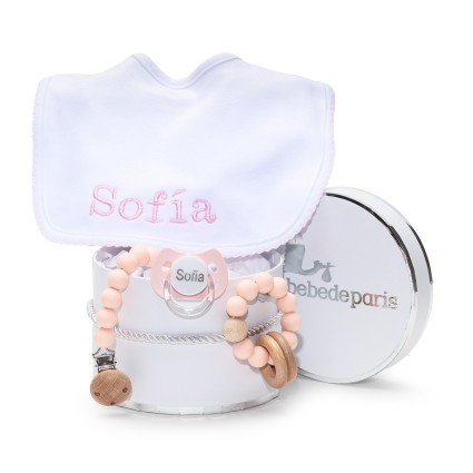 Set Personalizado con Chupete + Babero + Chupetero y Mordedor de Silicona