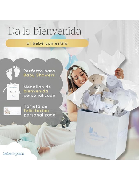 Cesta Bebè con Accappatoio Ricamato | Regalo Personalizzato – Bebé de París