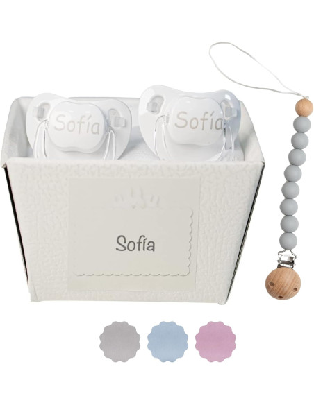 Set 2 Ciucci + Portaciuccio in Silicone | Regalo Sicuro e Pratico per Bebè