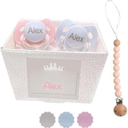 Set 2 Ciucci + Portaciuccio in Silicone | Regalo Sicuro e Pratico per Bebè