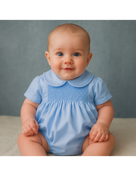 Pagliaccetto smock a nido d’ape per bebè | Eleganza e comfort