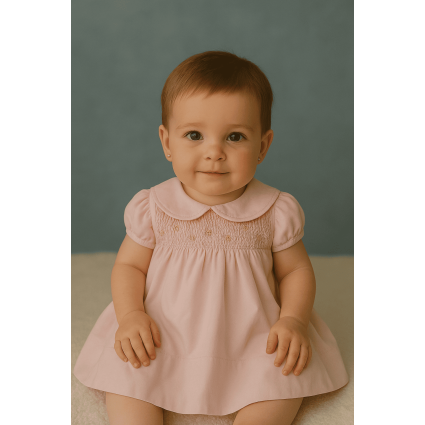 Vestito smock rosa per bebè | Eleganza e delicatezza per occasioni speciali