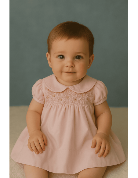 Vestito smock rosa per bebè | Eleganza e delicatezza per occasioni speciali