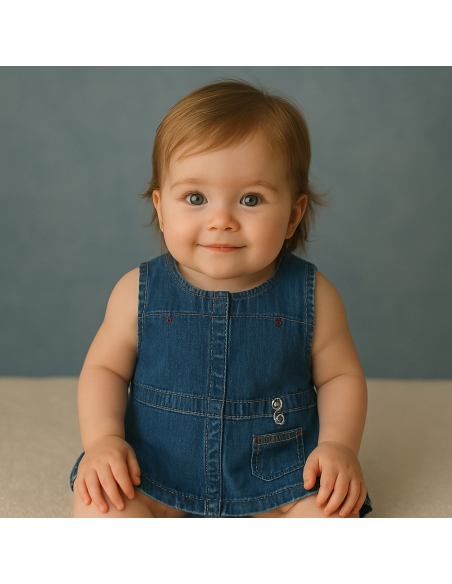 Vestitino in Denim per Neonato | Abbigliamento Elegante e Comodo per Bambina - Bebé de París