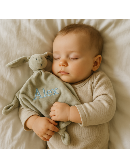 Canastilla con valigetta, copertina e doudou personalizzati | Regalo elegante per neonato