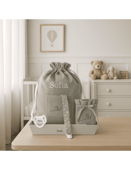 Succhietto personalizzato + custodia + sacca asilo | Set completo per il primo giorno