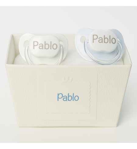 Set due succhietti e bavaglino | Regalo pratico e dolce per bebè