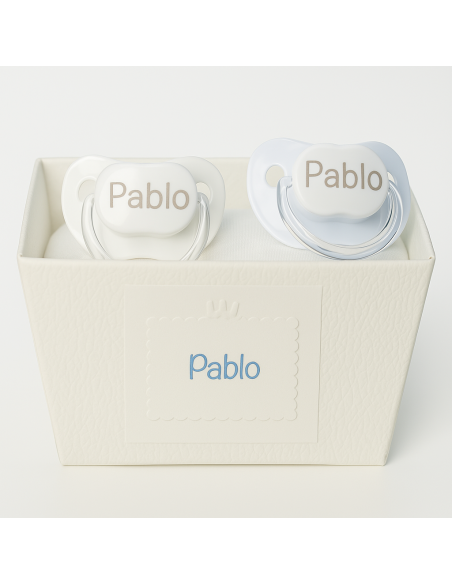 Set due succhietti e bavaglino | Regalo pratico e dolce per bebè