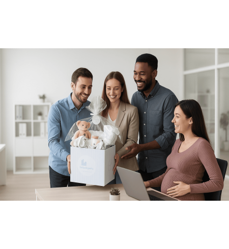 Cesta nascita personalizzata Madrid | Regalo corporate per neonati