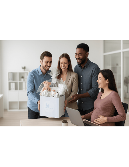 Cesta nascita personalizzata Madrid | Regalo corporate per neonati