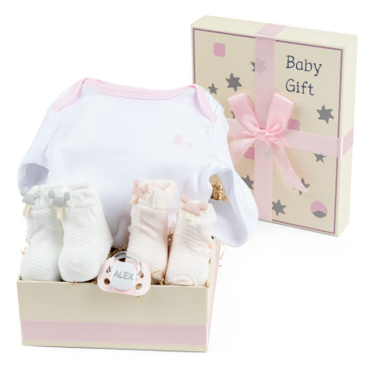 Scatola Regalo con Body, Ciuccio e Calzini – Pratica e Personalizzabile