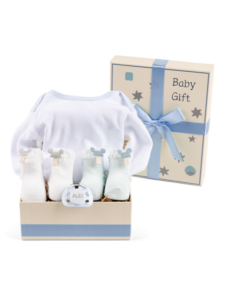 Scatola Regalo con Body, Ciuccio e Calzini – Pratica e Personalizzabile