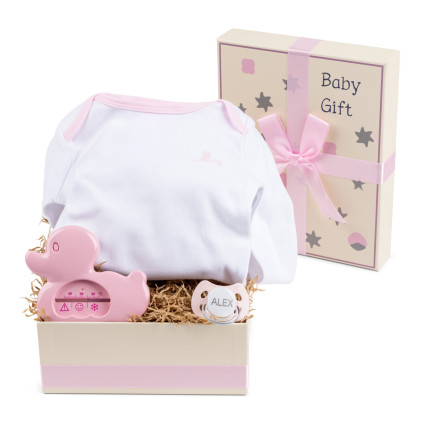 Scatola Regalo con Termometro, Ciuccio e Body – Cura Completa per il Neonato