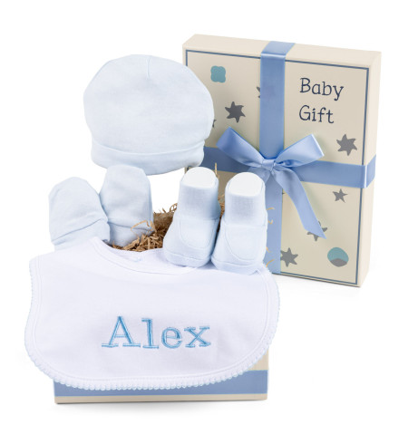 Scatola Regalo con Set in Cotone e Bavetta Personalizzata – Perfetta per Neonata