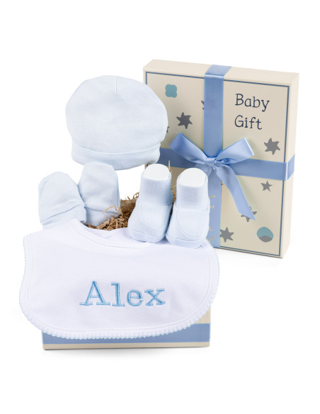 Scatola Regalo con Set in Cotone e Bavetta Personalizzata – Perfetta per Neonata