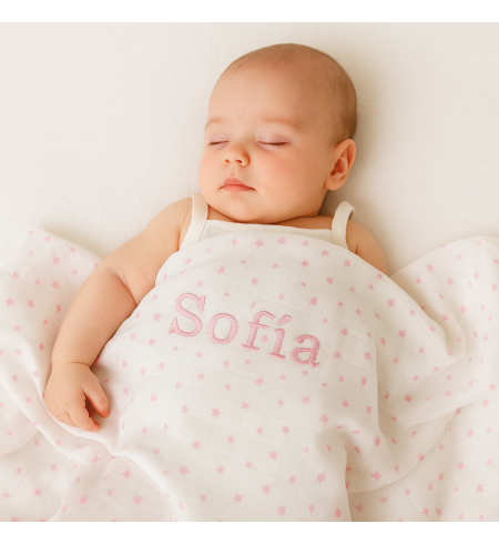 Caramella di pannolini con mussolina personalizzata | Regalo tenero e pratico