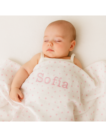 Caramella di pannolini con mussolina personalizzata | Regalo tenero e pratico