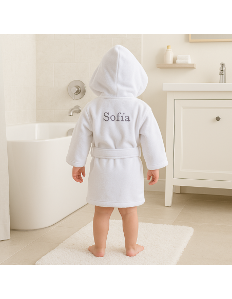 Cesta con Accappatoio Personalizzato e Orsetto di Peluche | Regalo di Nascita