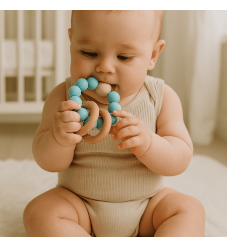 Scatola Regalo con Ciuccio, Massaggiagengive e Bavetta Personalizzata – Set Cura e Tenerezza