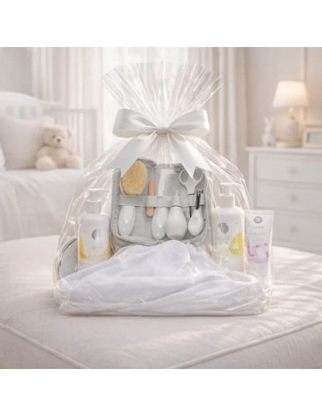 Cesta Cosmetica e Mussola Personalizzata | Regalo di Nascita con Charme