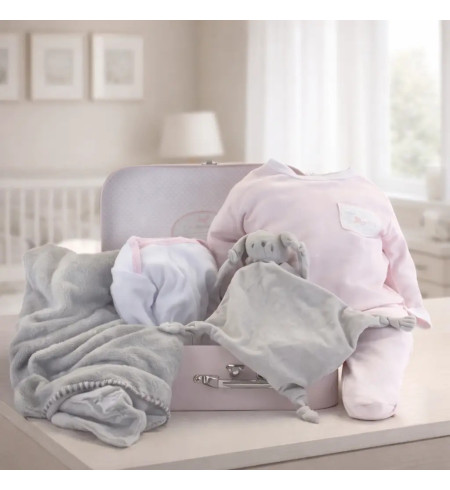 Canastilla copertina personalizzata, pigiamino e body | Regalo completo per neonato