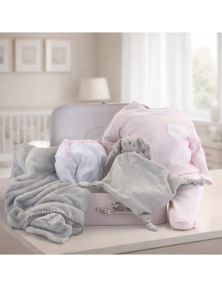 Canastilla copertina personalizzata, pigiamino e body | Regalo completo per neonato