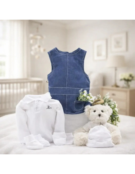 Cesta abbigliamento bimba con orsetto | Regalo perfetto per neonata