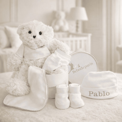 Set neonato con scarpette, manopoline e cappellino + peluche | Confezione vintage 2