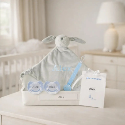 Set Doudou + 2 succhietti con nome + clip | Regalo unico e funzionale 2