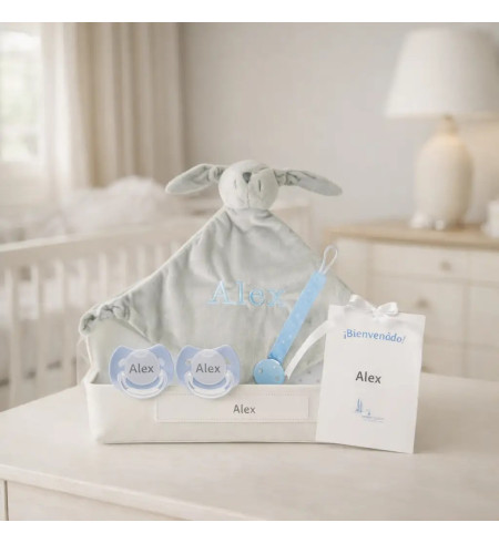 Set Doudou + 2 succhietti con nome + clip | Regalo unico e funzionale
