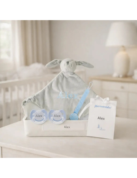 Set Doudou + 2 succhietti con nome + clip | Regalo unico e funzionale