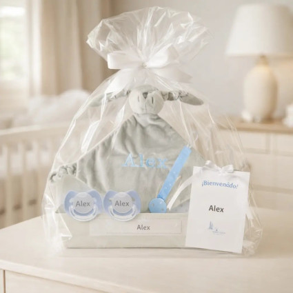 Set Doudou + 2 succhietti con nome + clip | Regalo unico e funzionale