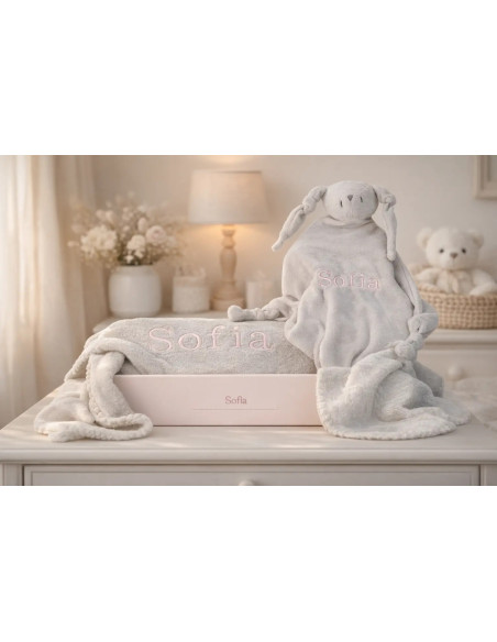 Regalo personalizzato con copertina e doudou | Ideale per neonato