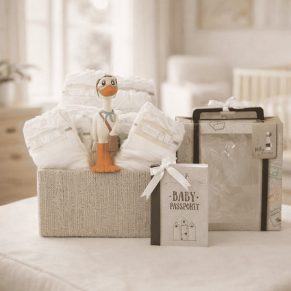 Torta di Pannolini con Massaggiagengive Nicky XL | Regalo Originale e Pratico per Neonato - Bebé de París 2