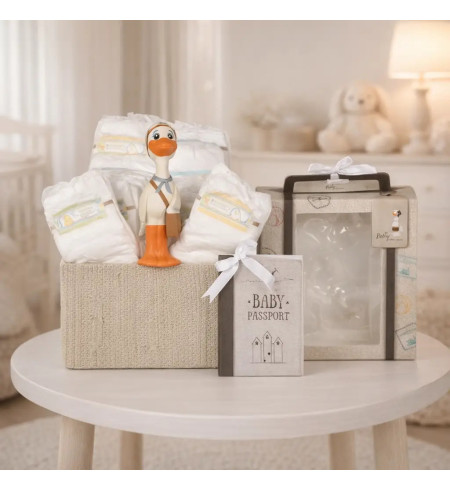 Torta di pannolini con massaggiagengive Nicky | Regalo originale e funzionale per bebè