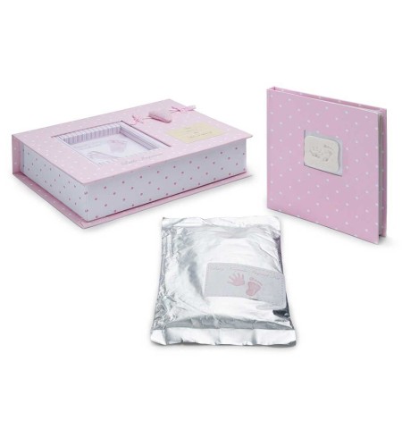Set Huellas Bebe Corazón Rosa