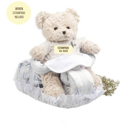 Tarta de pañales osito motero rosa 2